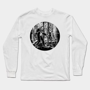 Bigfoot and Alien Circle Graphic Long Sleeve T-Shirt